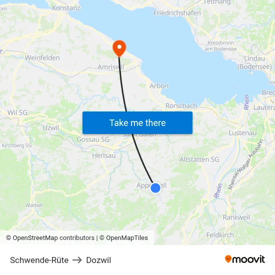 Schwende-Rüte to Dozwil map