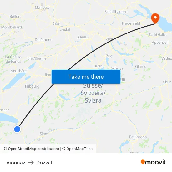 Vionnaz to Dozwil map