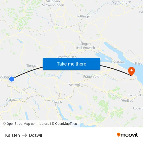 Kaisten to Dozwil map