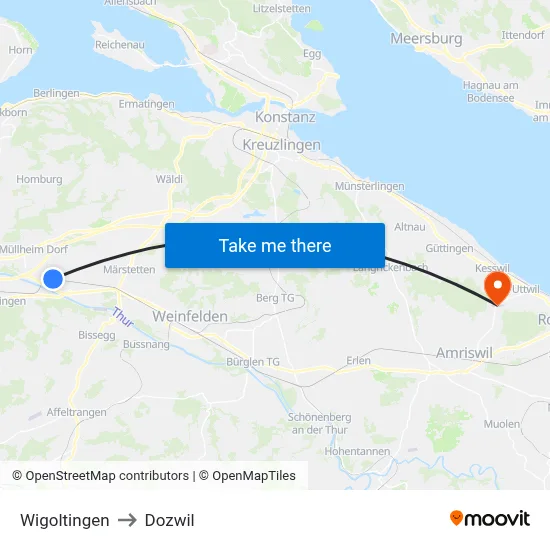 Wigoltingen to Dozwil map