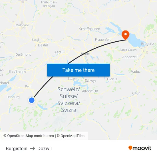 Burgistein to Dozwil map