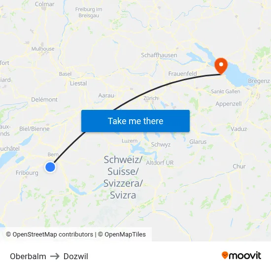 Oberbalm to Dozwil map