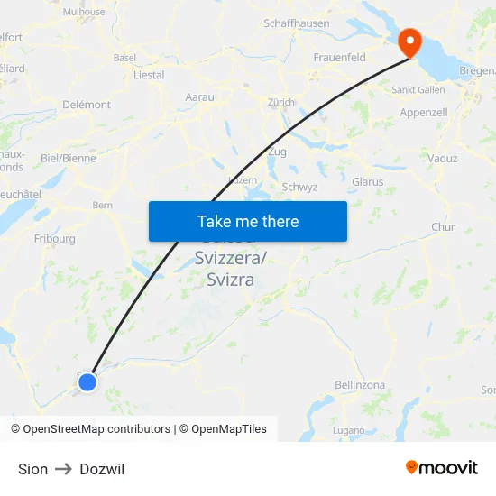 Sion to Dozwil map