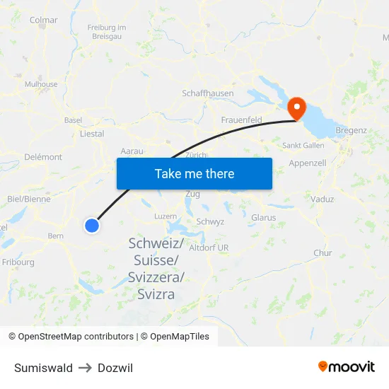 Sumiswald to Dozwil map