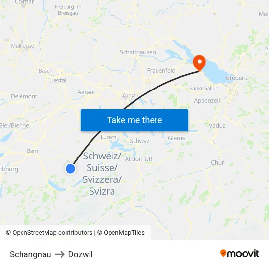 Schangnau to Dozwil map