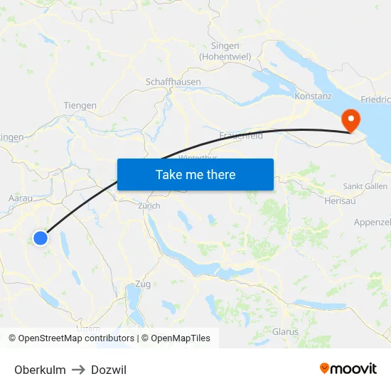 Oberkulm to Dozwil map