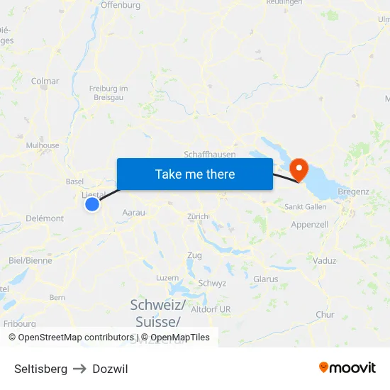 Seltisberg to Dozwil map