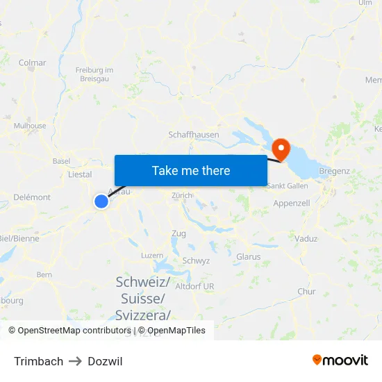 Trimbach to Dozwil map