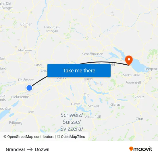 Grandval to Dozwil map