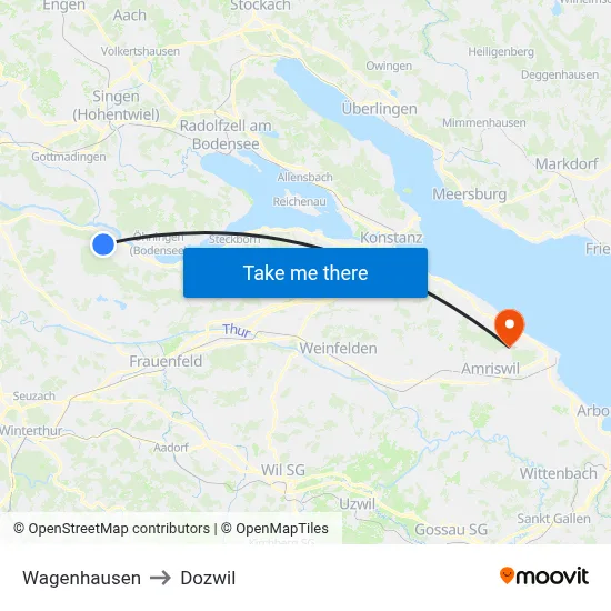 Wagenhausen to Dozwil map
