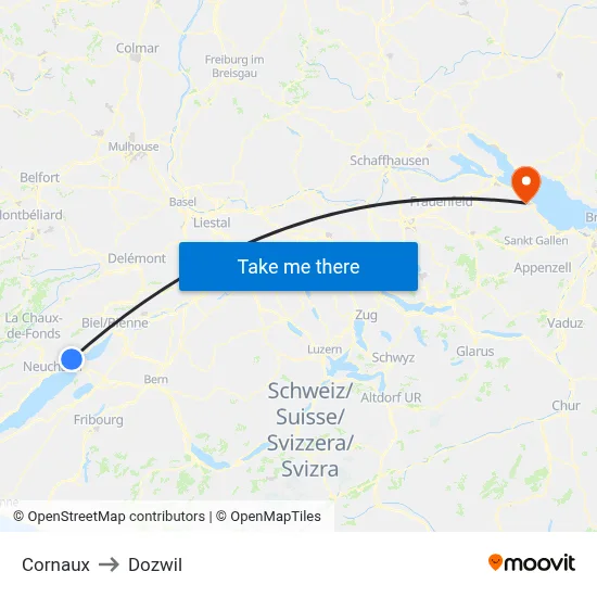 Cornaux to Dozwil map