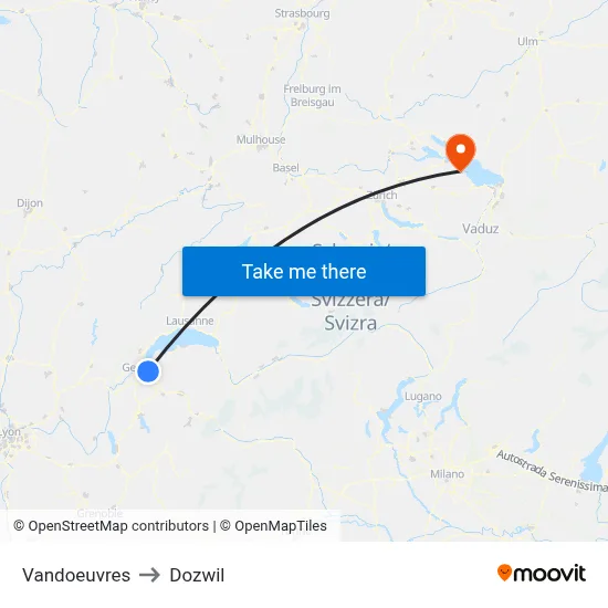 Vandoeuvres to Dozwil map