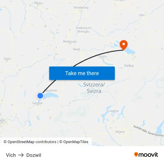 Vich to Dozwil map