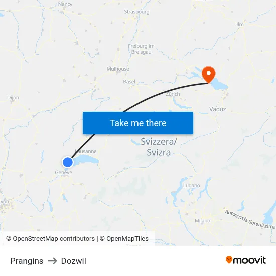 Prangins to Dozwil map