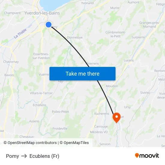 Pomy to Ecublens (Fr) map