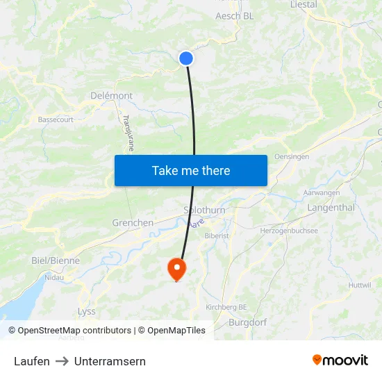 Laufen to Unterramsern map