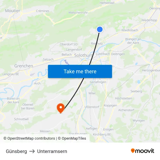 Günsberg to Unterramsern map