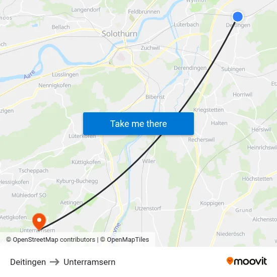 Deitingen to Unterramsern map