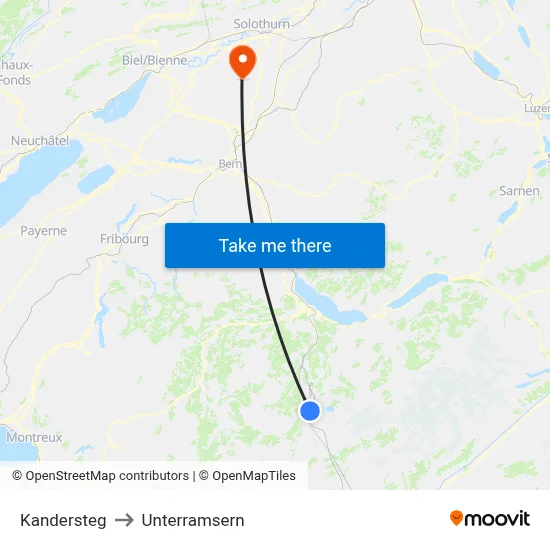 Kandersteg to Unterramsern map