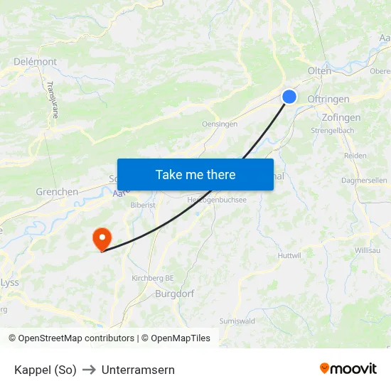 Kappel (So) to Unterramsern map