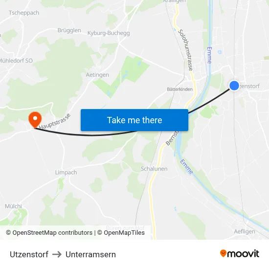 Utzenstorf to Unterramsern map