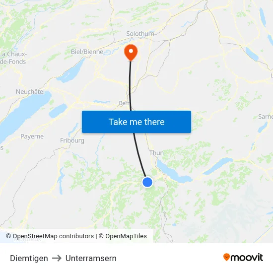 Diemtigen to Unterramsern map