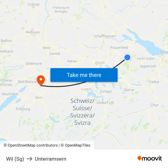 Wil (Sg) to Unterramsern map
