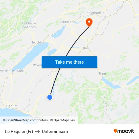 Le Pâquier (Fr) to Unterramsern map
