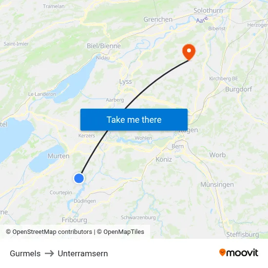 Gurmels to Unterramsern map