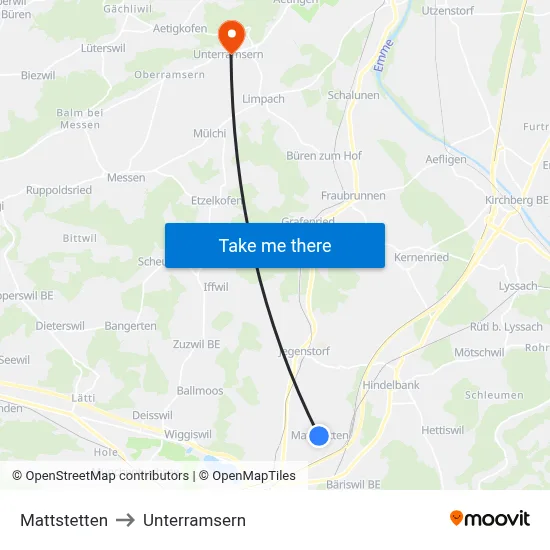 Mattstetten to Unterramsern map