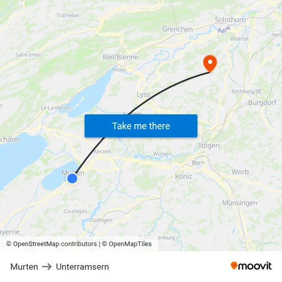 Murten to Unterramsern map