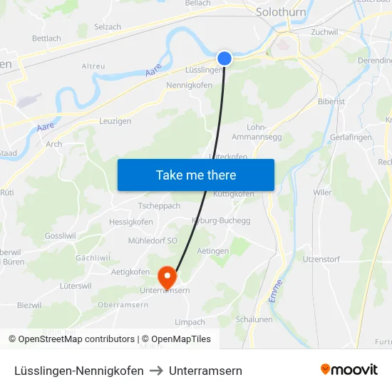 Lüsslingen-Nennigkofen to Unterramsern map