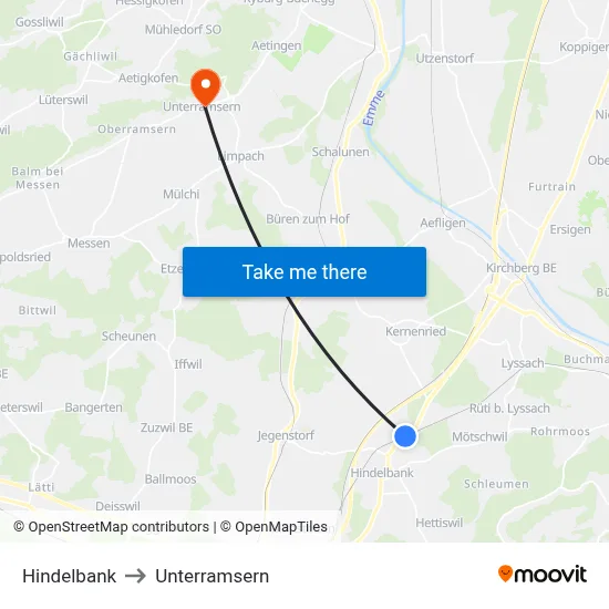 Hindelbank to Unterramsern map
