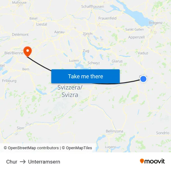 Chur to Unterramsern map