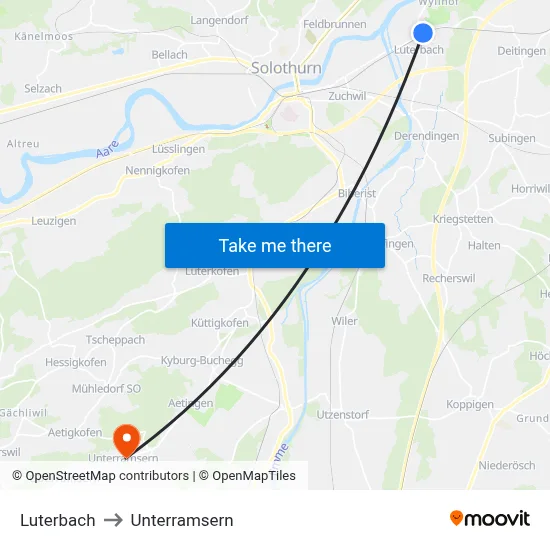 Luterbach to Unterramsern map