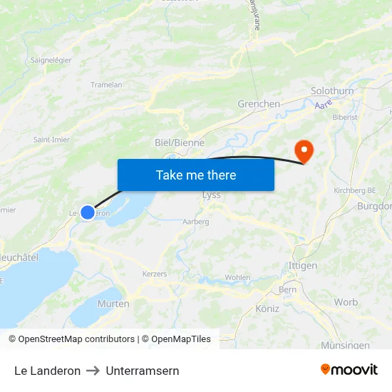 Le Landeron to Unterramsern map