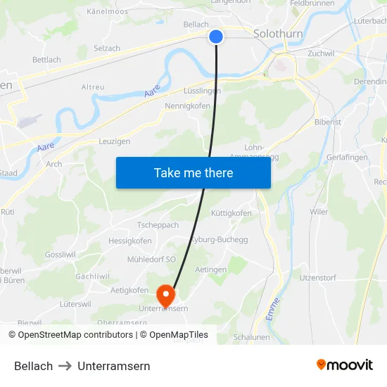 Bellach to Unterramsern map