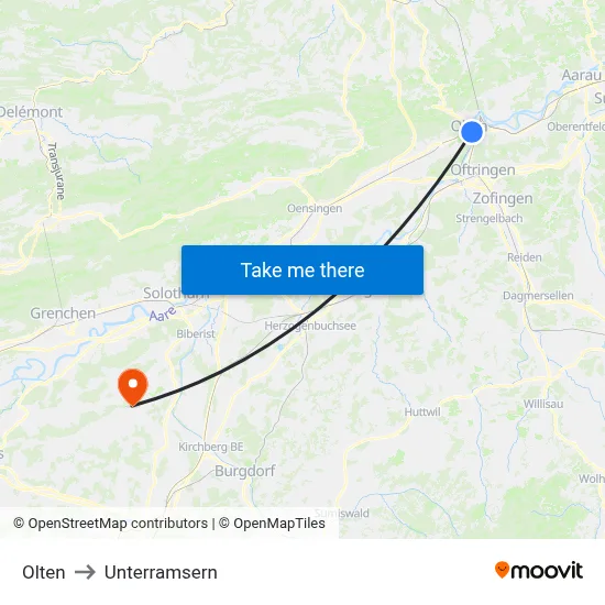 Olten to Unterramsern map