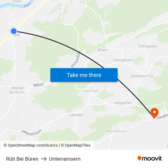 Rüti Bei Büren to Unterramsern map