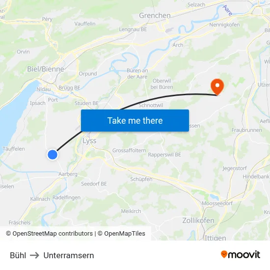 Bühl to Unterramsern map