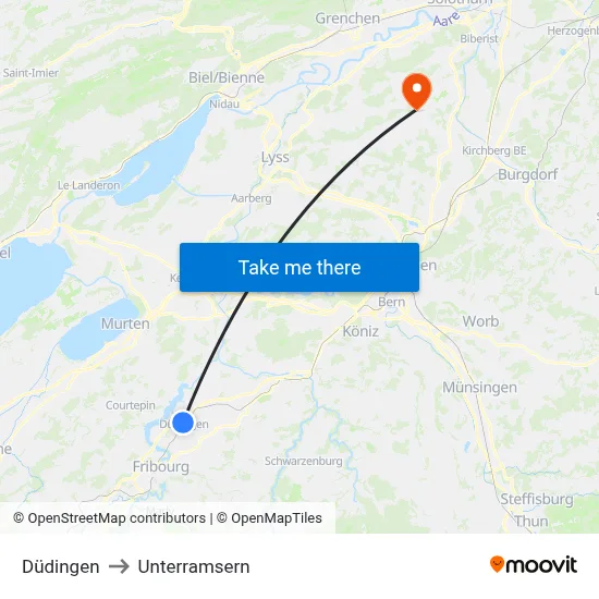 Düdingen to Unterramsern map