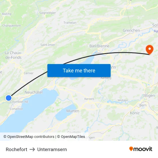 Rochefort to Unterramsern map