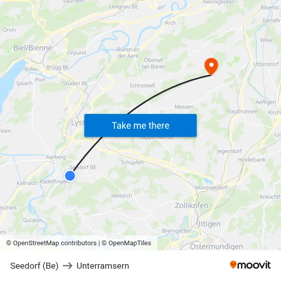 Seedorf (Be) to Unterramsern map