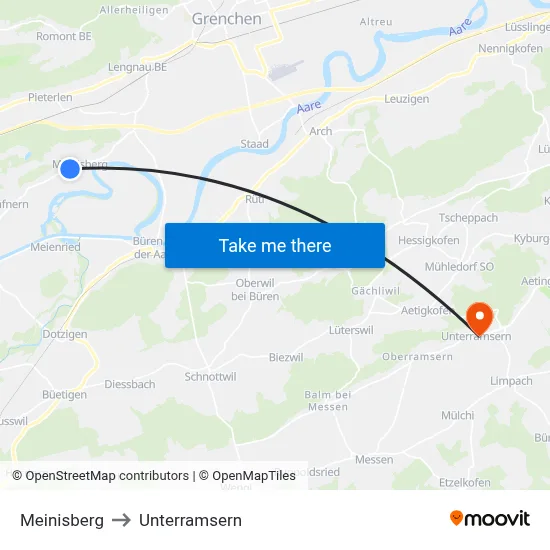 Meinisberg to Unterramsern map