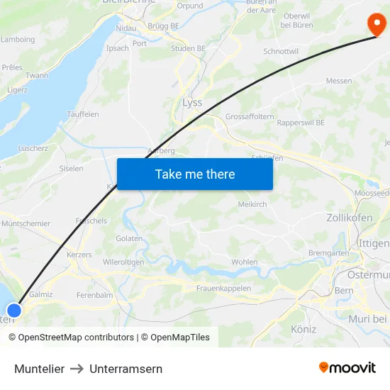 Muntelier to Unterramsern map