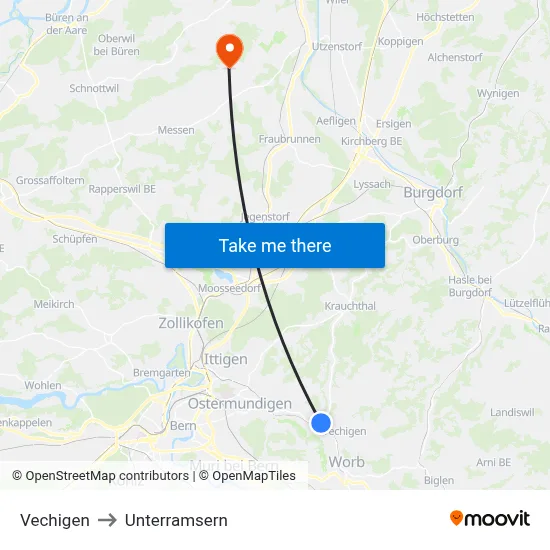 Vechigen to Unterramsern map
