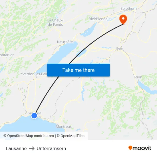 Lausanne to Unterramsern map