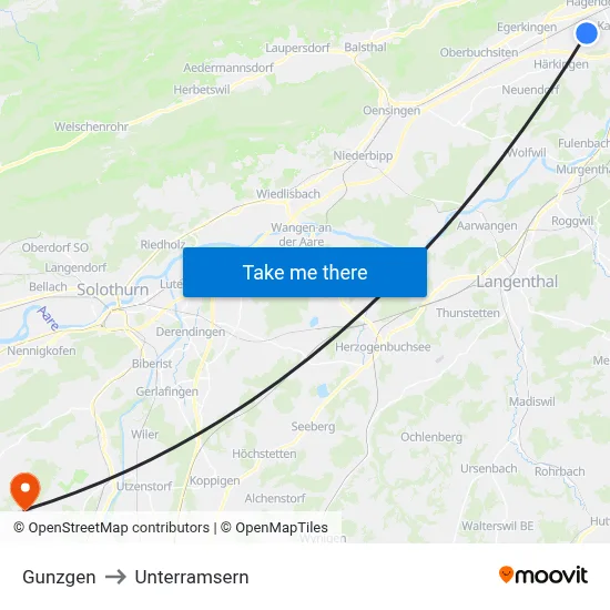 Gunzgen to Unterramsern map