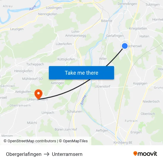 Obergerlafingen to Unterramsern map
