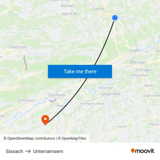 Sissach to Unterramsern map